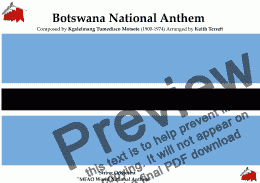page one of Botswana (Batswana) National Anthem (Fatshe leno la rona-This is our Land) for String Orchestra