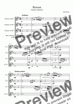 page one of Retreat - Clarinet Quartet