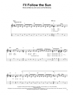 page one of I'll Follow The Sun (Easy Ukulele Tab)