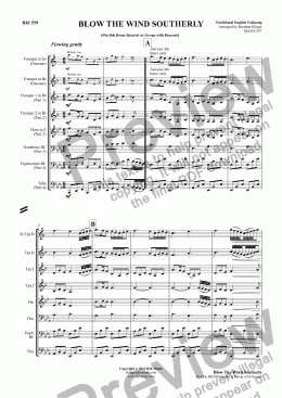 page one of BLOW THE WIND SOUTHERLY  - Flexible Brass Quartet or Group with Descant