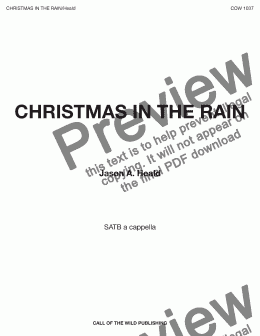 page one of "Christmas in the Rain" for a cappella SATB voices