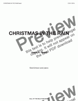 page one of "Christmas in the Rain" for unison/solo voice and piano