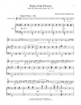 page one of Waltz Of The Flowers, Op. 71a (from The Nutcracker) (Clarinet and Piano)