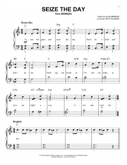 page one of Seize The Day (from Newsies) (Very Easy Piano)