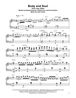 page one of Body And Soul (Piano Transcription)