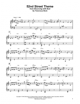 page one of 52nd Street Theme (Piano Transcription)