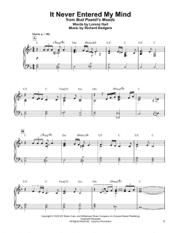 page one of It Never Entered My Mind (Piano Transcription)