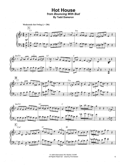 page one of Hot House (Piano Transcription)