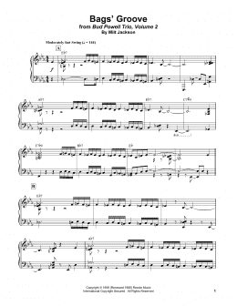 page one of Bags' Groove (Piano Transcription)