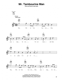 page one of Mr. Tambourine Man (Baritone Ukulele)