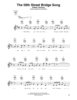 page one of The 59th Street Bridge Song (Feelin' Groovy) (Baritone Ukulele)