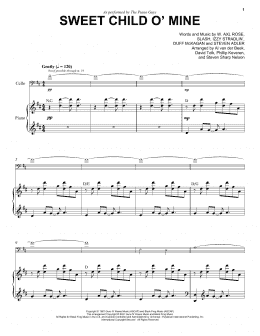 page one of Sweet Child O' Mine (Cello and Piano)