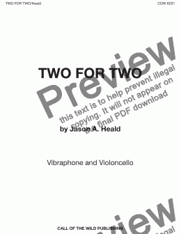 page one of "Two for Two" for vibraphone and cello