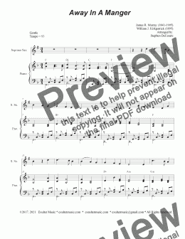page one of Away In A Manger (Soprano Saxophone and Piano)