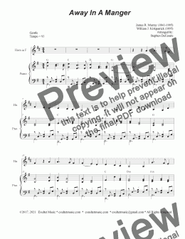 page one of Away In A Manger (French Horn solo and Piano)