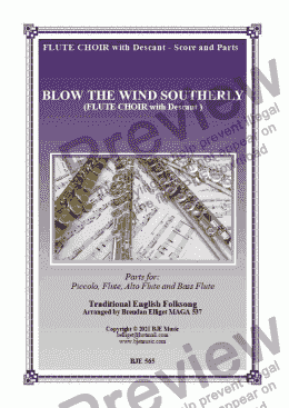 page one of BLOW THE WIND SOUTHERLY - FLUTE CHOIR (with Descant)