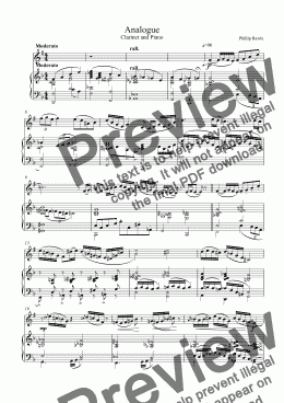 page one of Analogue - Clarinet Solo