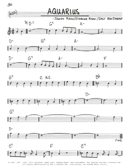 page one of Aquarius (Real Book – Melody & Chords)