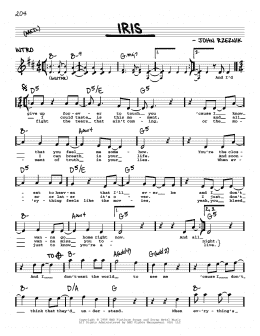 page one of Iris (Real Book – Melody, Lyrics & Chords)