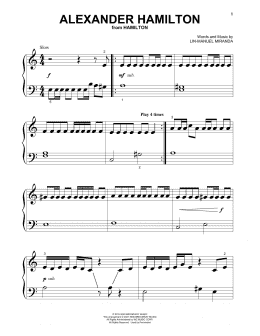 page one of Alexander Hamilton (from Hamilton) (Beginning Piano Solo)