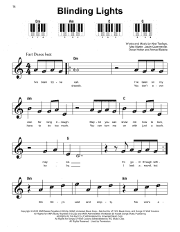 page one of Blinding Lights (Super Easy Piano)