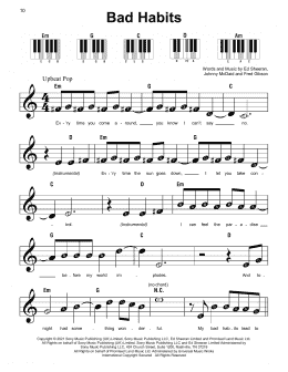 page one of Bad Habits (Super Easy Piano)