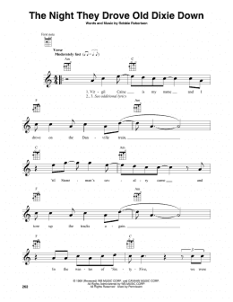 page one of The Night They Drove Old Dixie Down (Baritone Ukulele)