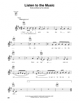 page one of Listen To The Music (Baritone Ukulele)