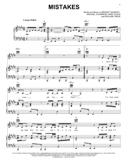 page one of Mistakes (Piano, Vocal & Guitar Chords (Right-Hand Melody))