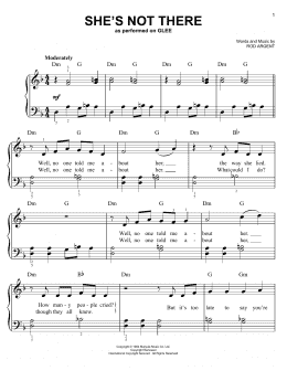 page one of She's Not There (Easy Piano)