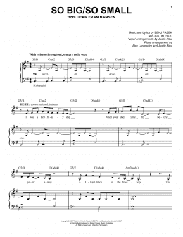 page one of So Big/So Small (from Dear Evan Hansen) (Piano & Vocal)