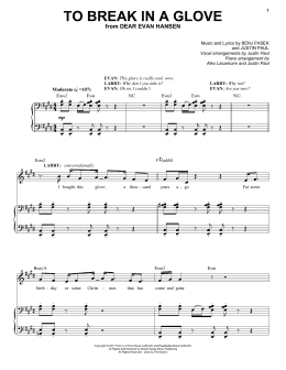 page one of To Break In A Glove (from Dear Evan Hansen) (Piano & Vocal)