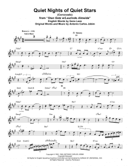 page one of Quiet Nights Of Quiet Stars (Corcovado) (Alto Sax Transcription)