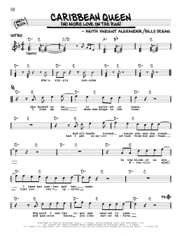 page one of Caribbean Queen (No More Love On The Run) (Real Book – Melody, Lyrics & Chords)