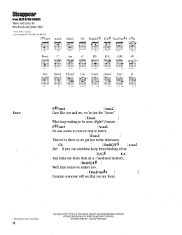 page one of Disappear (from Dear Evan Hansen) (Guitar Chords/Lyrics)