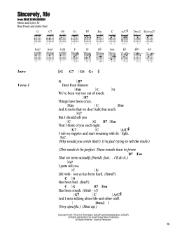 page one of Sincerely, Me (from Dear Evan Hansen) (Guitar Chords/Lyrics)