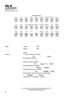 page one of Only Us (from Dear Evan Hansen) (Guitar Chords/Lyrics)