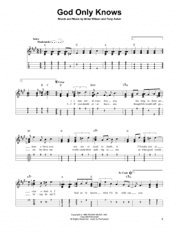 page one of God Only Knows (Easy Ukulele Tab)