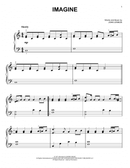 page one of Imagine (Easy Piano)