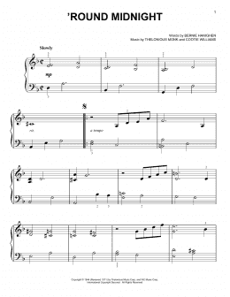 page one of 'Round Midnight (Easy Piano)