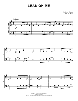 page one of Lean On Me (Easy Piano)