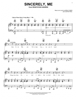 page one of Sincerely, Me (from Dear Evan Hansen) (Piano, Vocal & Guitar Chords (Right-Hand Melody))