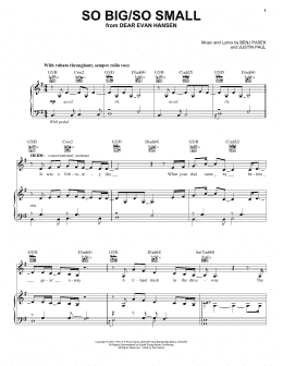 page one of So Big/So Small (from Dear Evan Hansen) (Piano, Vocal & Guitar Chords (Right-Hand Melody))