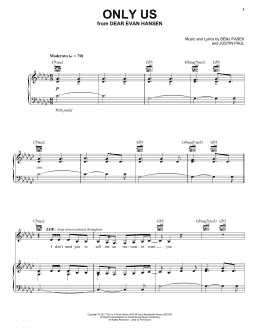 page one of Only Us (from Dear Evan Hansen) (Piano, Vocal & Guitar Chords (Right-Hand Melody))