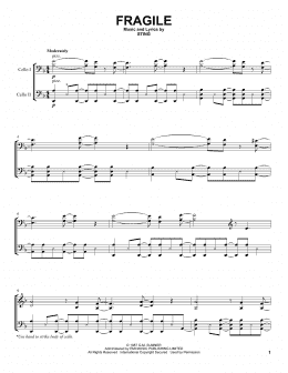 page one of Fragile (Cello Duet)