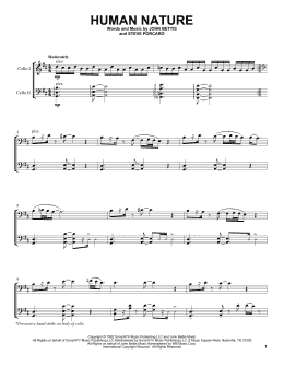 page one of Human Nature (Cello Duet)