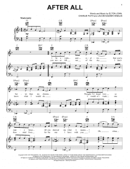 page one of After All (Piano, Vocal & Guitar Chords (Right-Hand Melody))