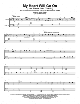 page one of My Heart Will Go On (Love Theme from Titanic) (Cello Duet)