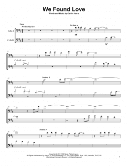 page one of We Found Love (Cello Duet)