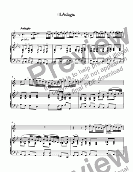 page one of Albinoni - Trumpet Concerto in G Minor, Op. 5, No. 11: III. Adagio for trumpet Bb & piano